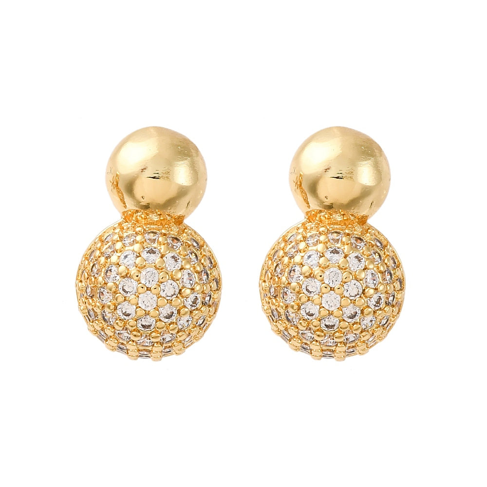 Rack Plating Cubic Zirconia Earrings Real 18K Gold Plated