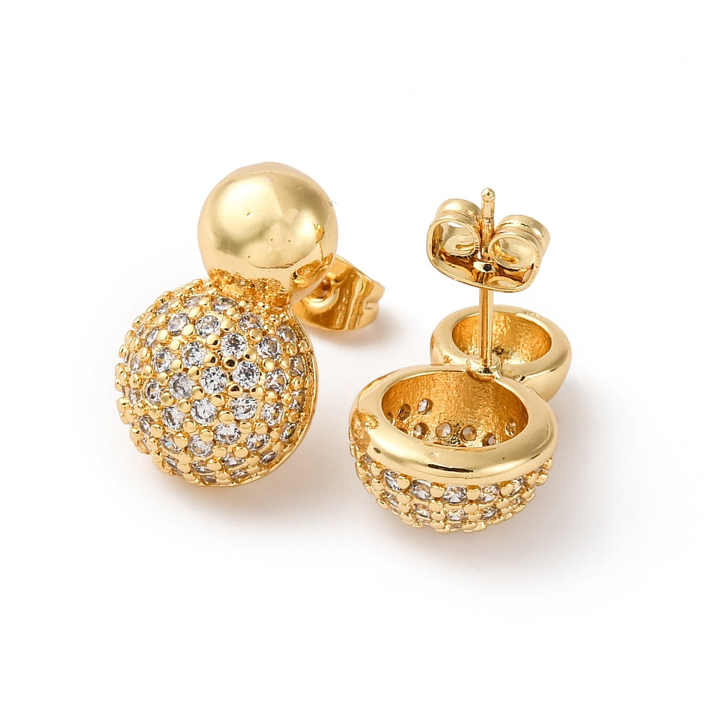 Rack Plating Cubic Zirconia Earrings Real 18K Gold Plated