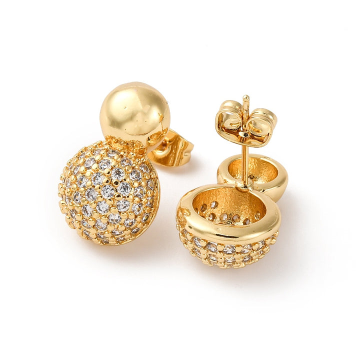 Rack Plating Cubic Zirconia Earrings Real 18K Gold Plated