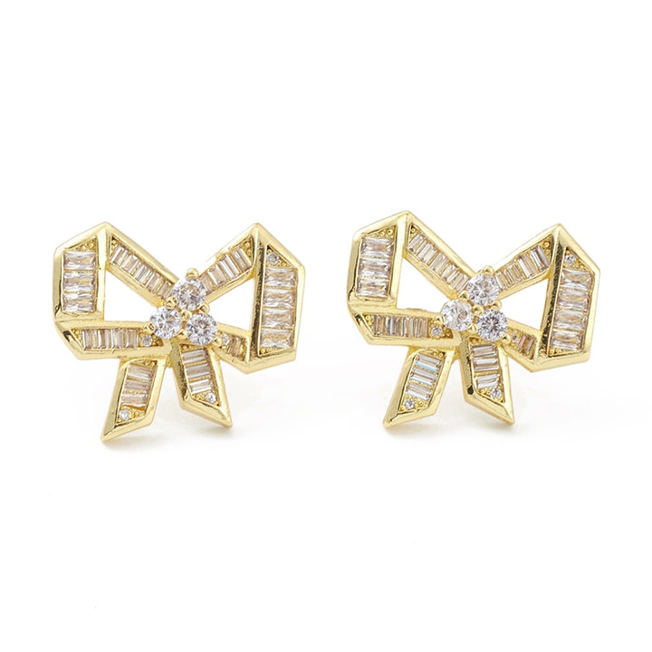 Rack Plating Cubic Zirconia Earrings Real 18K Gold Plated
