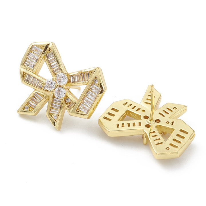 Rack Plating Cubic Zirconia Earrings Real 18K Gold Plated