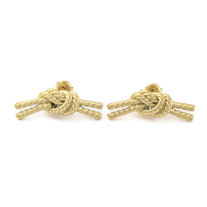 Kennedy Collective.Ion Plating(IP) 304 Stainless Steel Stud Earrings for Women, Knot, Real 14K Gold Plated, 10x33mm