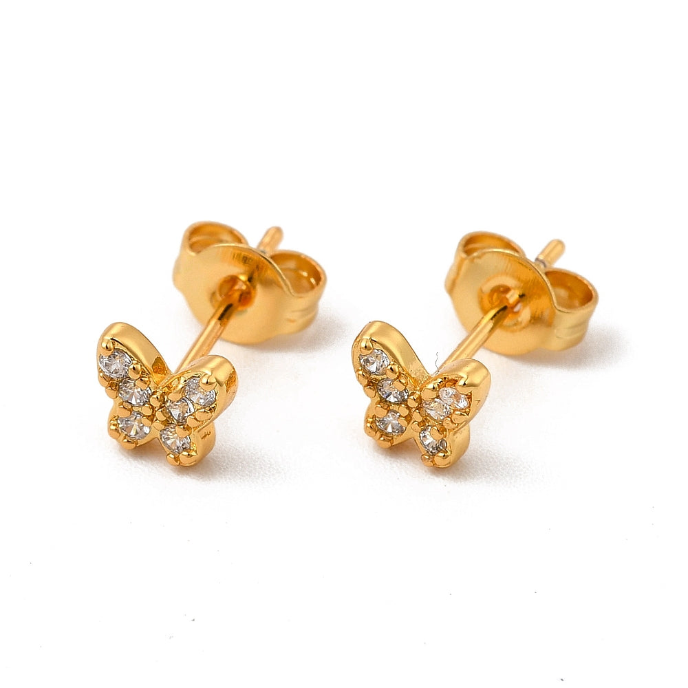 Rack Plating Cubic Zirconia Earrings Real 18K Gold Plated
