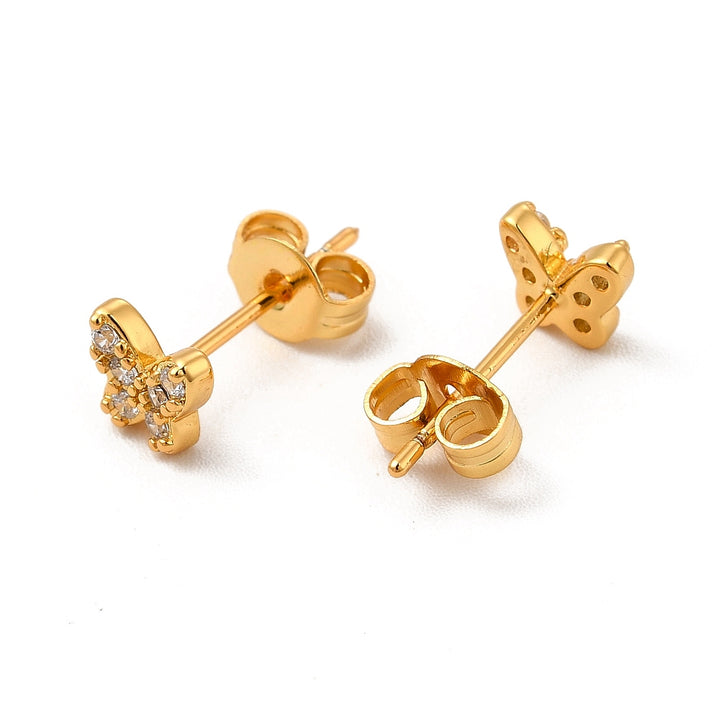 Rack Plating Cubic Zirconia Earrings Real 18K Gold Plated