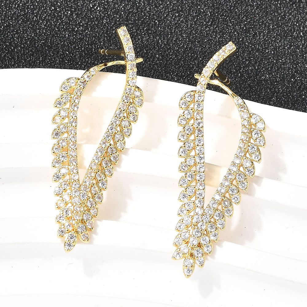 Rack Plating Cubic Zirconia Earrings Real 18K Gold Plated