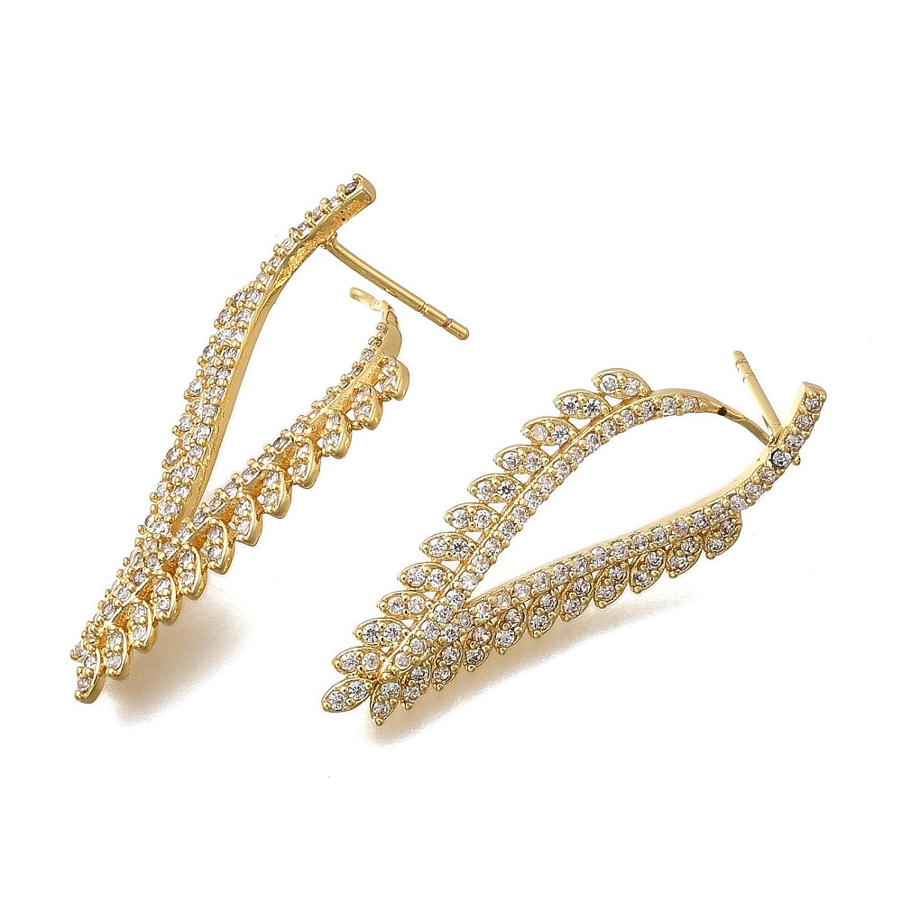 Rack Plating Cubic Zirconia Earrings Real 18K Gold Plated