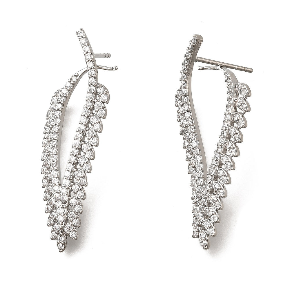 Rack Plating Cubic Zirconia Earrings Real 18K Gold Plated
