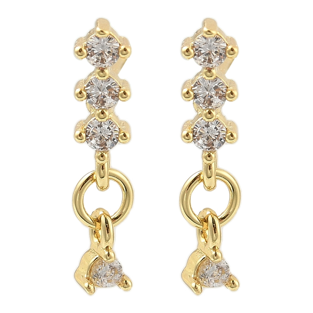 Rack Plating Cubic Zirconia Earrings Real 18K Gold Plated