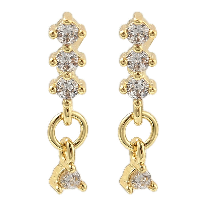 Rack Plating Cubic Zirconia Earrings Real 18K Gold Plated