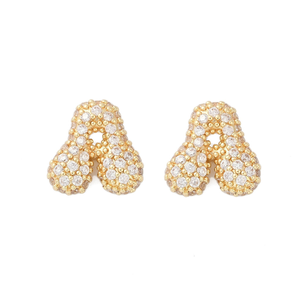 Brass Micro Pave Cubic Zirconia Stud Earrings, Rack Plating, Long-Lasting Plated, Real 18K Gold Plated