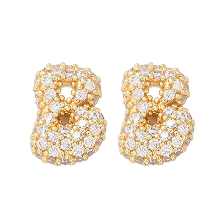 Brass Micro Pave Cubic Zirconia Stud Earrings, Rack Plating, Long-Lasting Plated, Real 18K Gold Plated