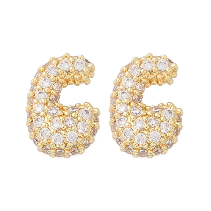 Brass Micro Pave Cubic Zirconia Stud Earrings, Rack Plating, Long-Lasting Plated, Real 18K Gold Plated