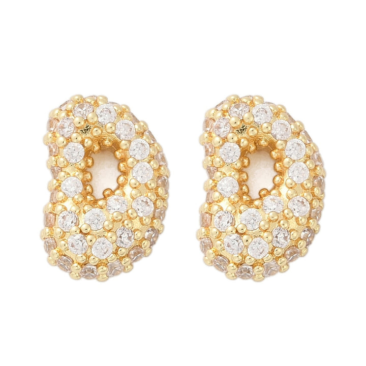 Brass Micro Pave Cubic Zirconia Stud Earrings, Rack Plating, Long-Lasting Plated, Real 18K Gold Plated