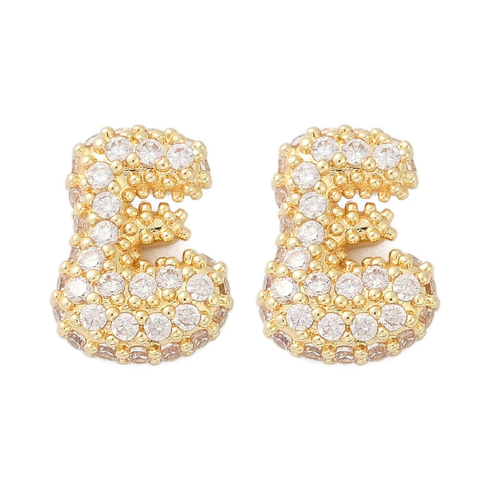 Brass Micro Pave Cubic Zirconia Stud Earrings, Rack Plating, Long-Lasting Plated, Real 18K Gold Plated