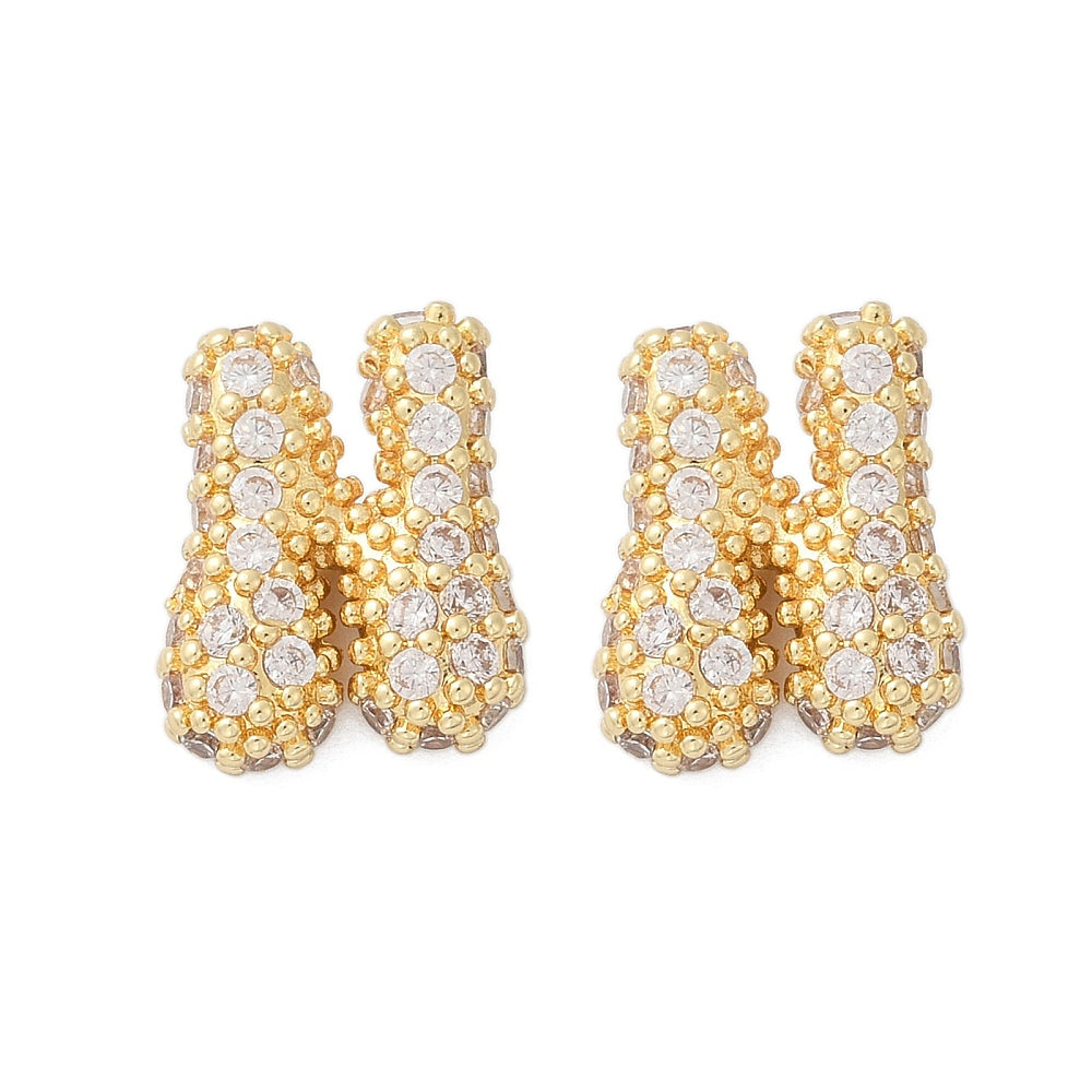 Brass Micro Pave Cubic Zirconia Stud Earrings, Rack Plating, Long-Lasting Plated, Real 18K Gold Plated