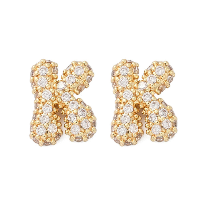 Brass Micro Pave Cubic Zirconia Stud Earrings, Rack Plating, Long-Lasting Plated, Real 18K Gold Plated