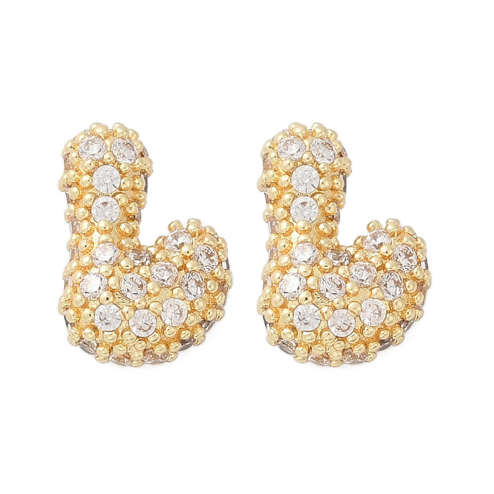 Brass Micro Pave Cubic Zirconia Stud Earrings, Rack Plating, Long-Lasting Plated, Real 18K Gold Plated