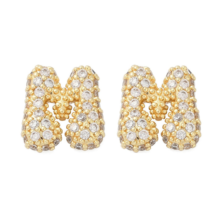 Brass Micro Pave Cubic Zirconia Stud Earrings, Rack Plating, Long-Lasting Plated, Real 18K Gold Plated