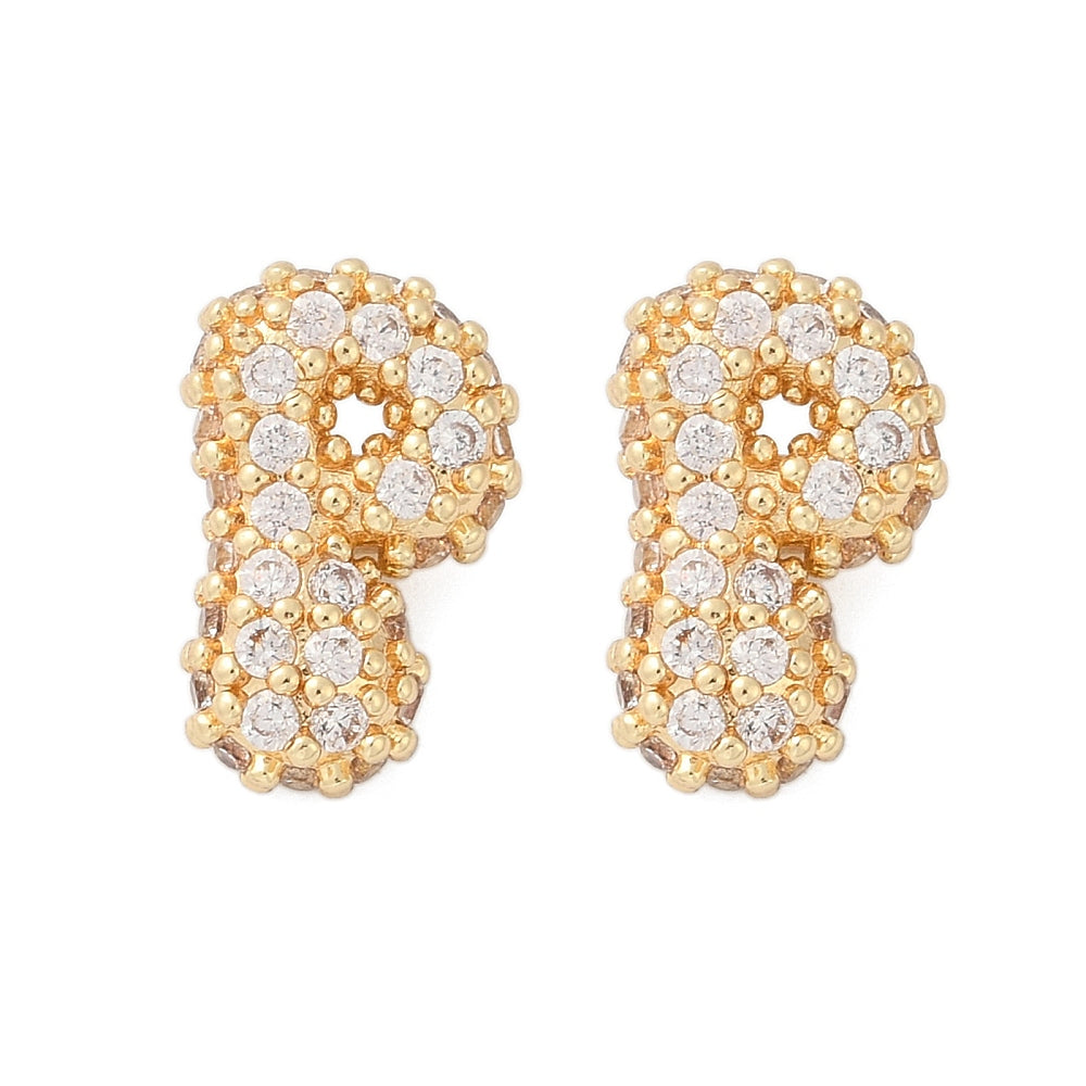 Brass Micro Pave Cubic Zirconia Stud Earrings, Rack Plating, Long-Lasting Plated, Real 18K Gold Plated