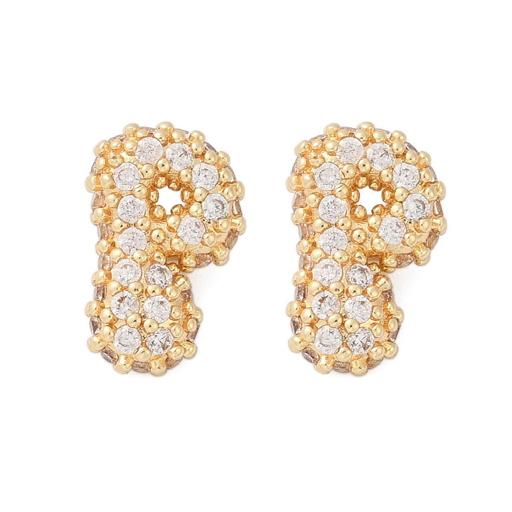 Brass Micro Pave Cubic Zirconia Stud Earrings, Rack Plating, Long-Lasting Plated, Real 18K Gold Plated