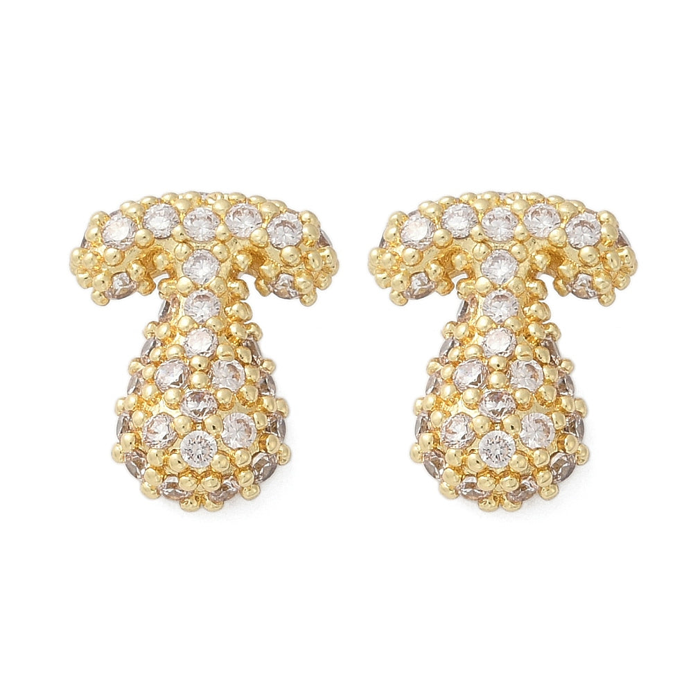Brass Micro Pave Cubic Zirconia Stud Earrings, Rack Plating, Long-Lasting Plated, Real 18K Gold Plated