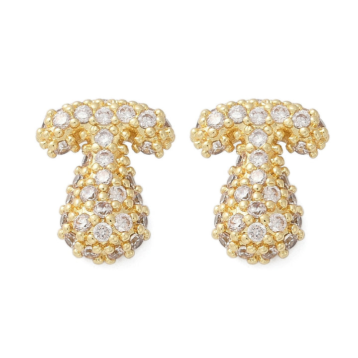 Brass Micro Pave Cubic Zirconia Stud Earrings, Rack Plating, Long-Lasting Plated, Real 18K Gold Plated