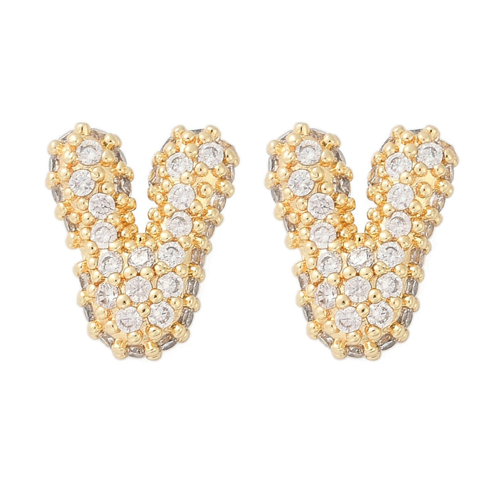 Brass Micro Pave Cubic Zirconia Stud Earrings, Rack Plating, Long-Lasting Plated, Real 18K Gold Plated