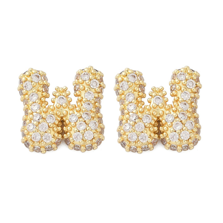 Brass Micro Pave Cubic Zirconia Stud Earrings, Rack Plating, Long-Lasting Plated, Real 18K Gold Plated