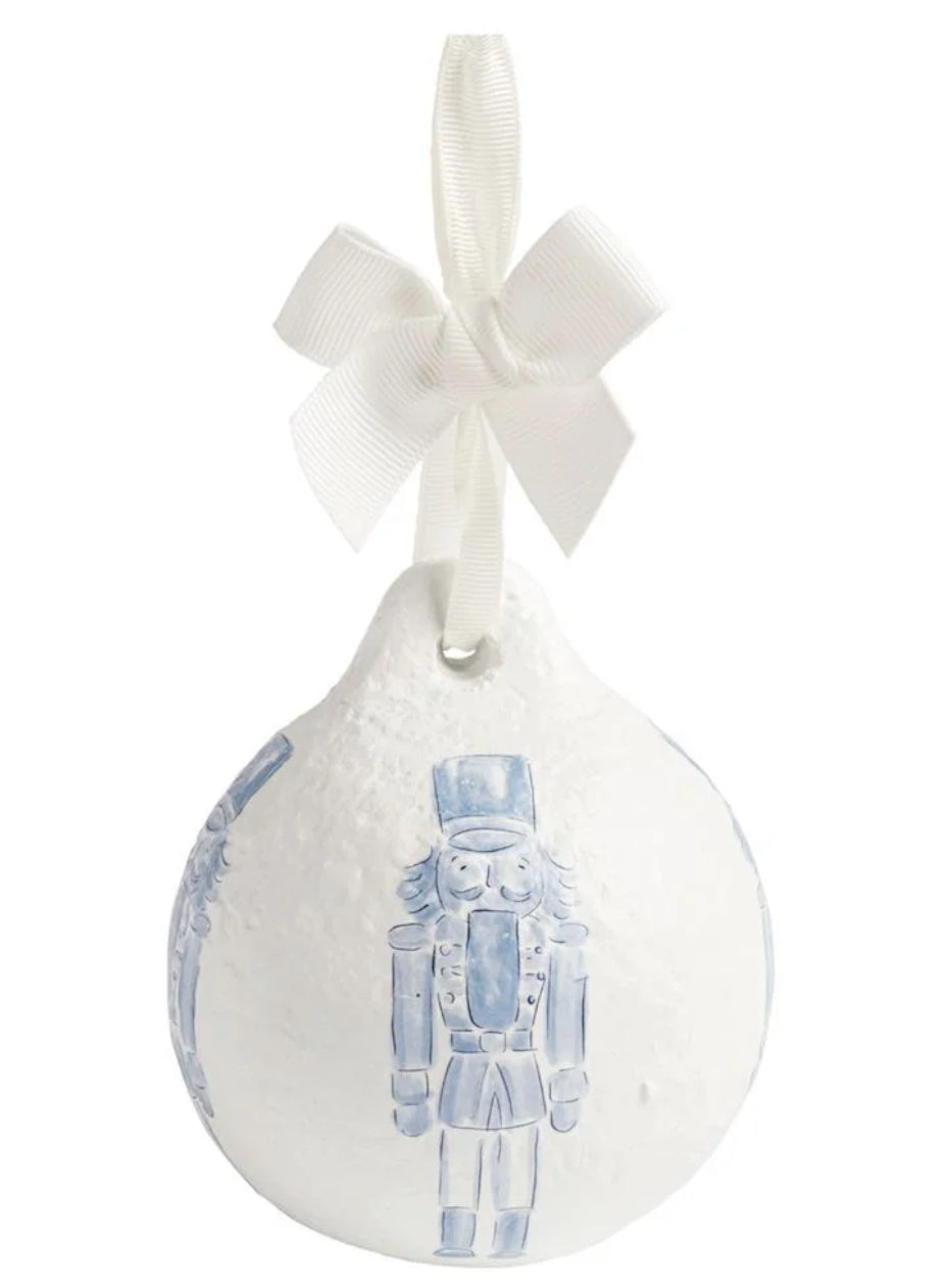 Blue Nutcracker Papier-Mâché Ornament