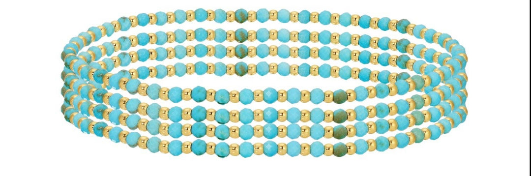 Splendid Iris -Asst size stone and beaded stretch bracelets