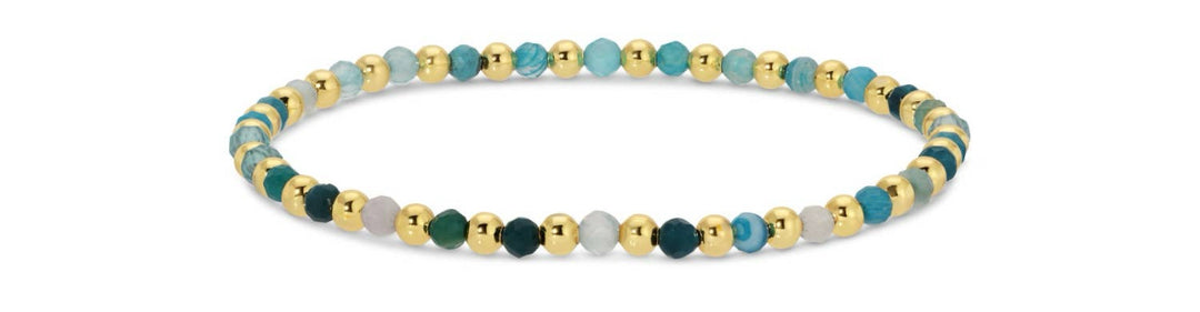 Splendid Iris -  3mm price is for 1 bracelet beaded bracelets alternating stones: Blue