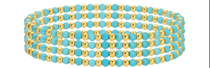 Splendid Iris -Asst size stone and beaded stretch bracelets