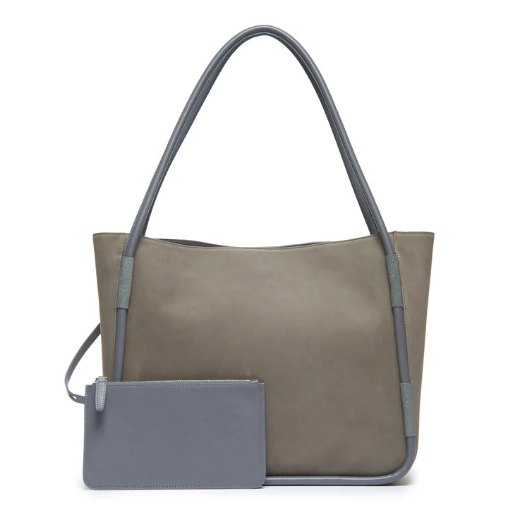 Quinn- Nubuck Tote with Shagreen Accents