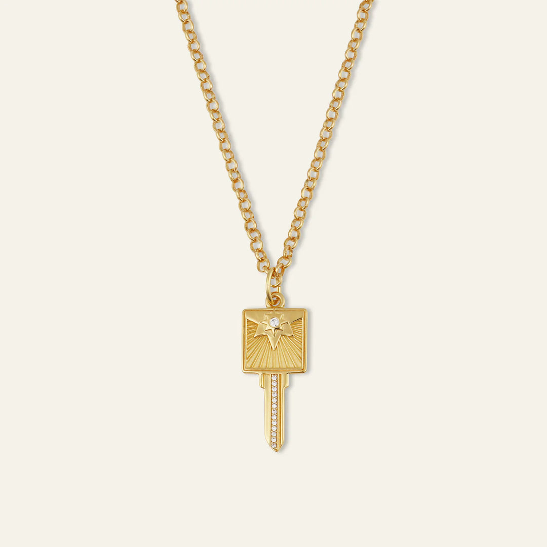 Compass Key Necklace - 18" Mini Belcher