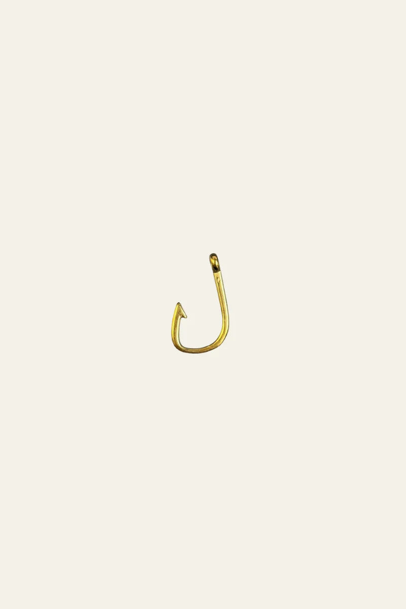 CHARM- FISHING HOOK, GOLD.