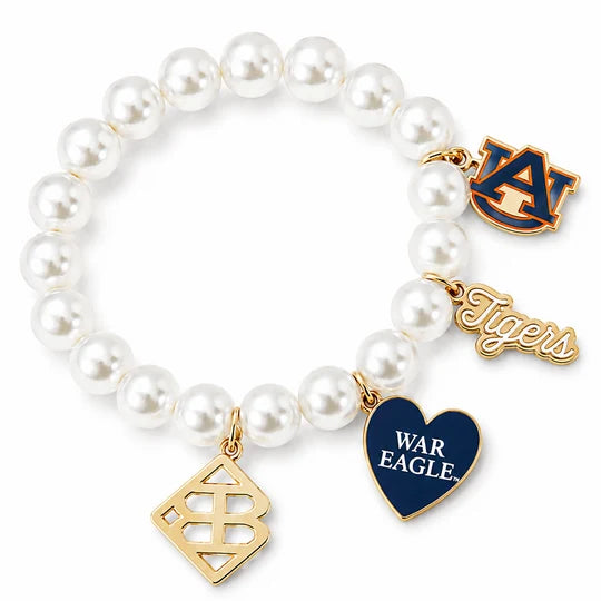 Auburn Pearl Charm Bracelet