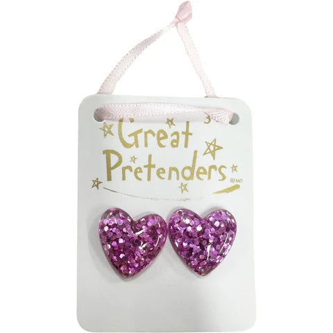 Boutique Glitter Hearts Clip On Earrings