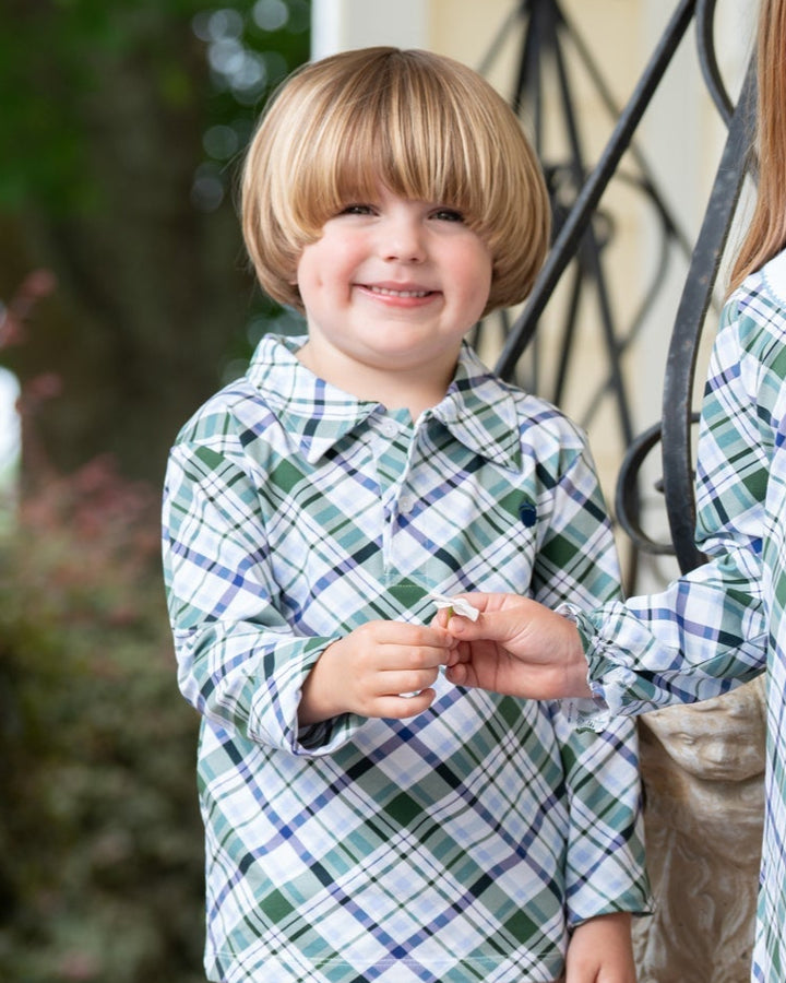 Watson Ivy League Plaid Long Sleeve Polo