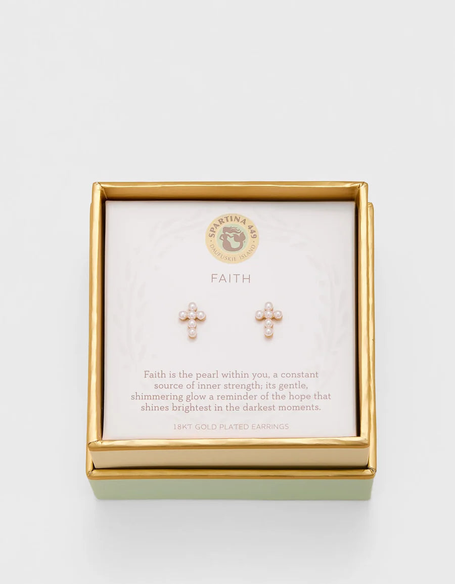Sea La Vie Stud Earrings Have Faith/Cross
