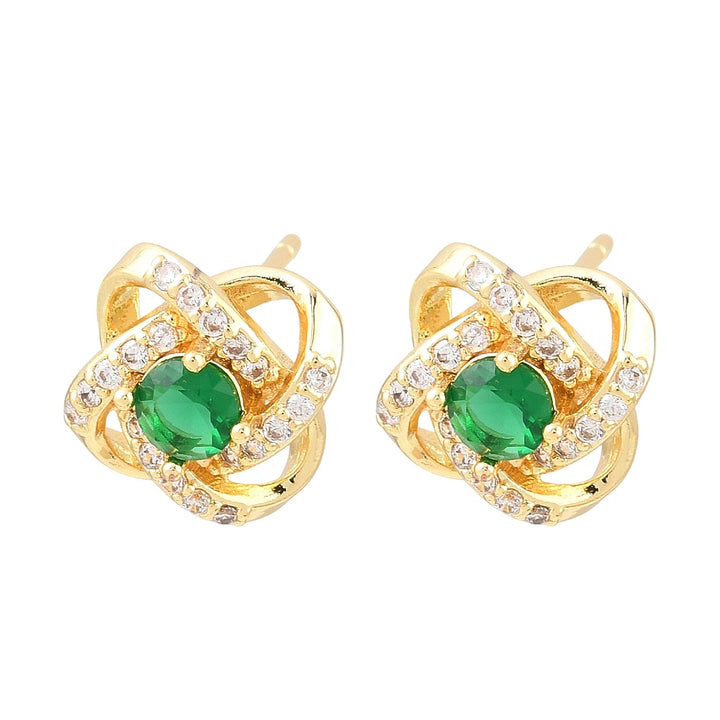 Rack Plating Cubic Zirconia Earrings Real 18K Gold Plated