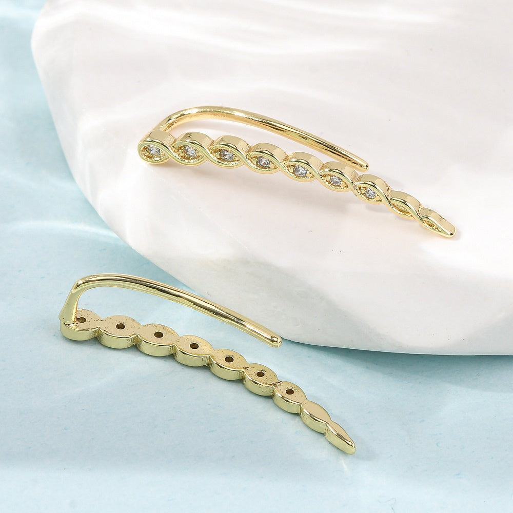 Rack Plating Cubic Zirconia Earrings Real 18K Gold Plated