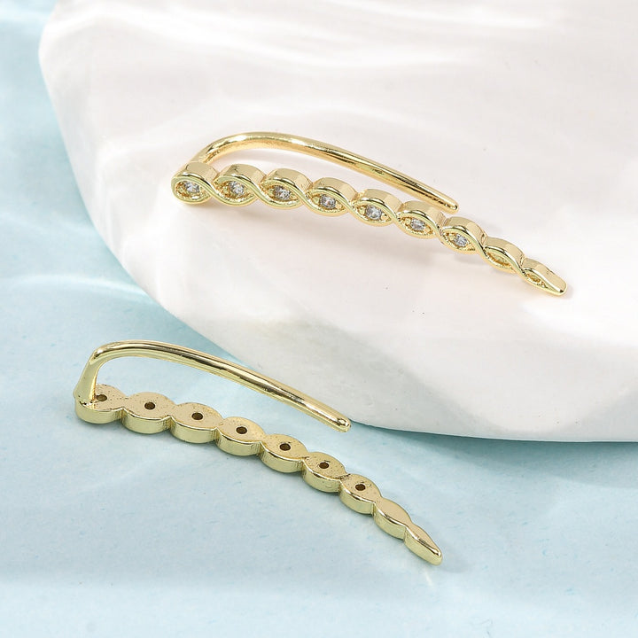 Rack Plating Cubic Zirconia Earrings Real 18K Gold Plated
