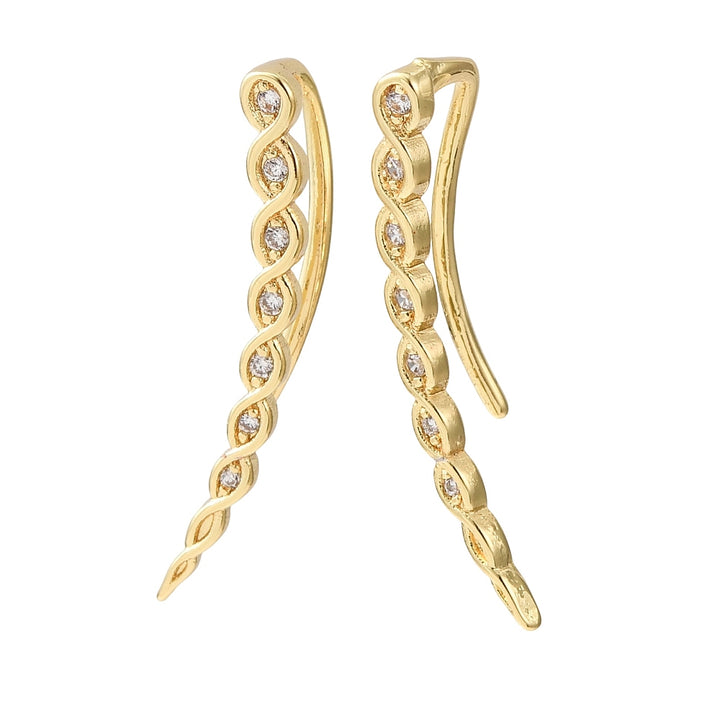 Rack Plating Cubic Zirconia Earrings Real 18K Gold Plated