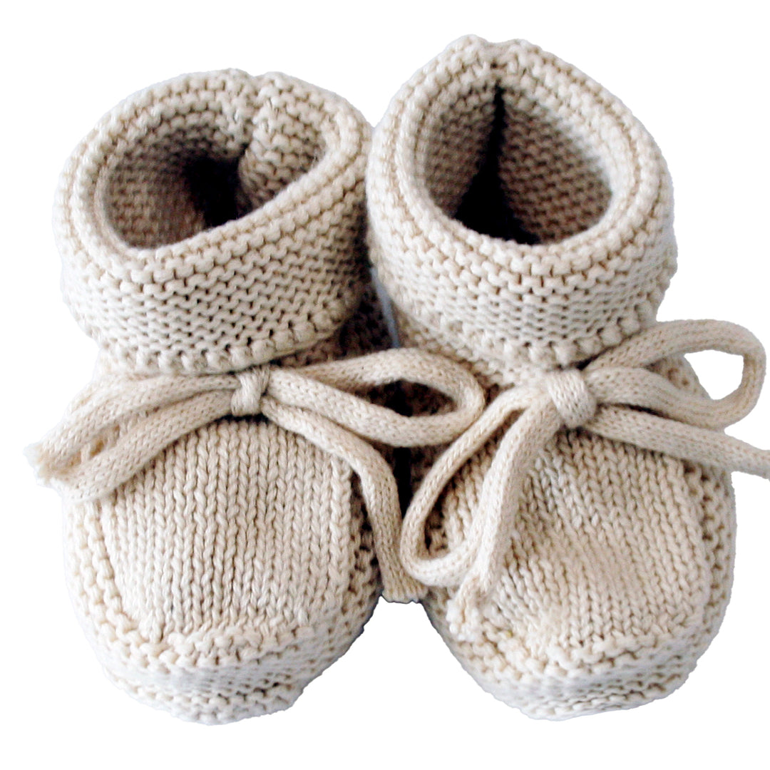 Knit Baby Booties Latte 0-6mths