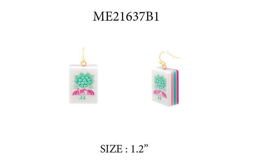 Mahjong Tile Acrylic 1.25" Earring