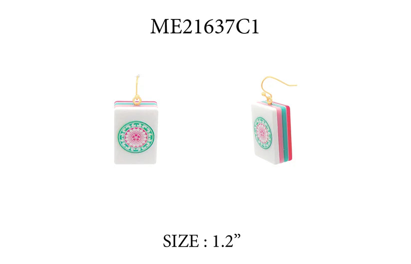 Mahjong Tile Acrylic 1.25" Earring