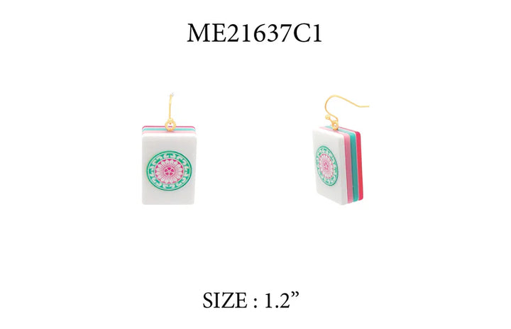 Mahjong Tile Acrylic 1.25" Earring