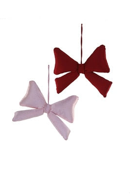 SATIN BOW ORNAMENTS -PINK, RED, silver, gold