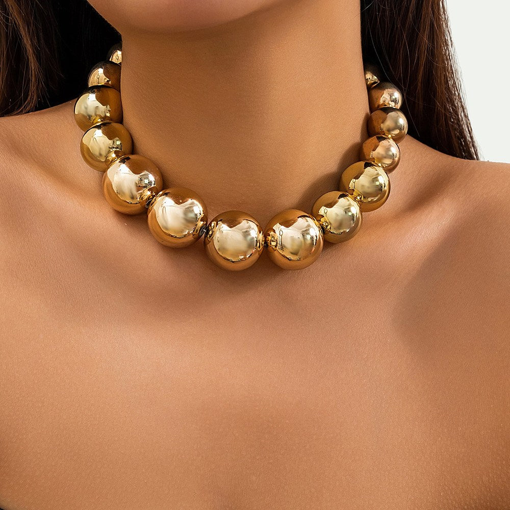 Chunky Bead Ball Chain Necklace