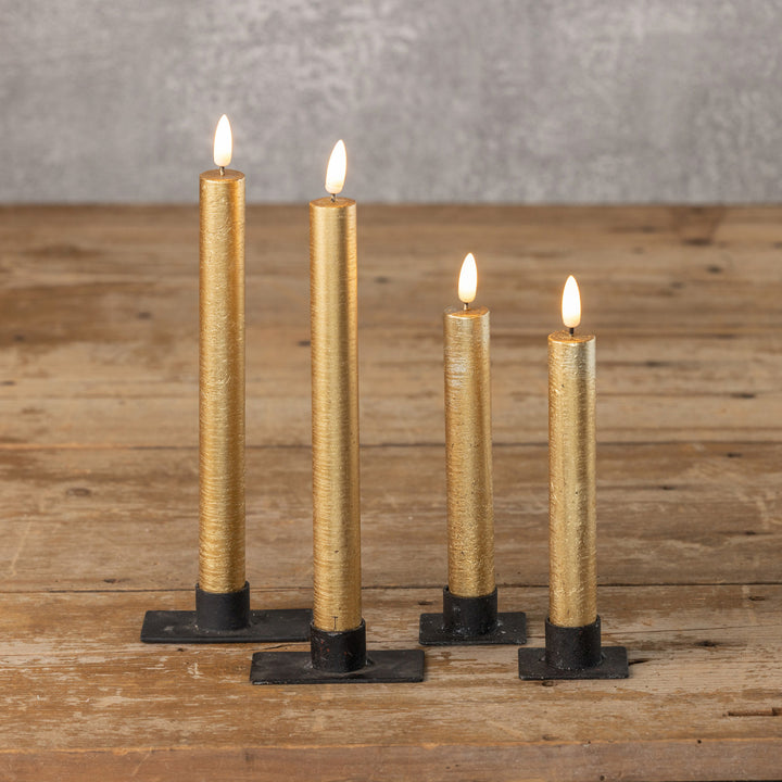 7.25" 3D FLAME GOLD TAPER CANDLE